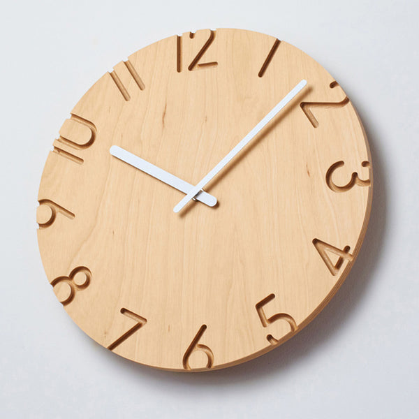Craved Wood Birch Clock