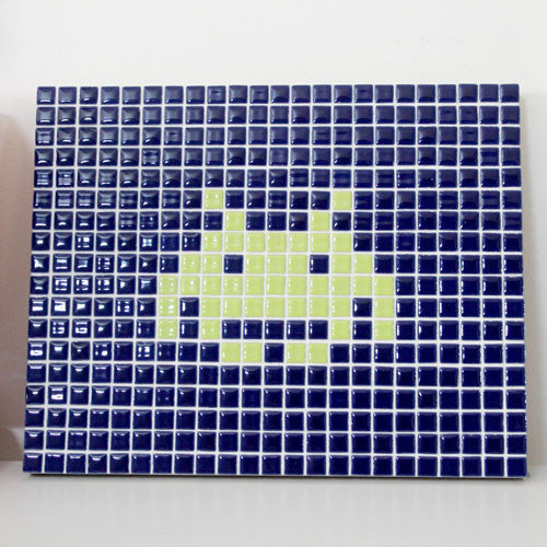 Blue Space Invader Mosaic Art