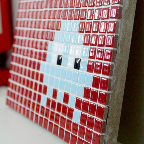 Red Space Invader Mosaic Art